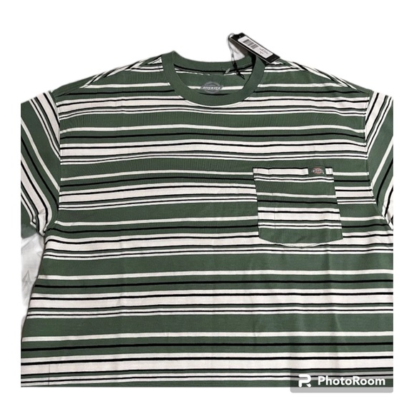 Dickies Striped T-shirt Green Striped L&M Pocket Spring Unisex - Picture 4 of 6